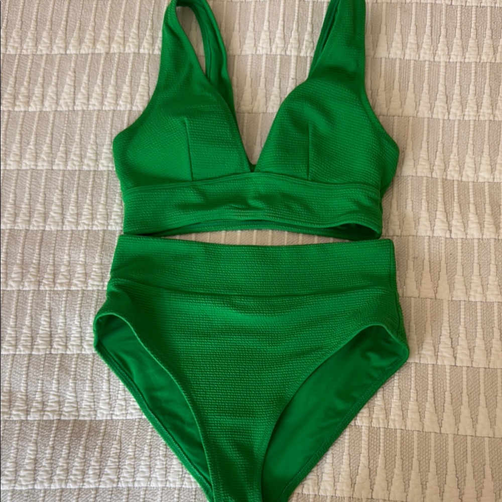 Kelly Green Textured Green Swimwear bikini old navy